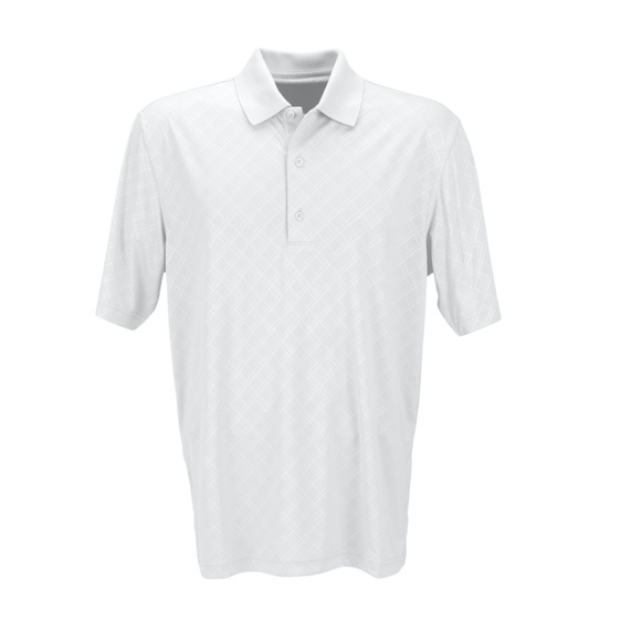GREG NORMAN PLAY DRY® WHITE TONAL DIAMOND EMBOSSED POLO SHIRT - Picture 2 of 14